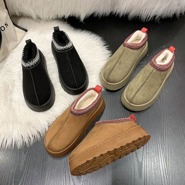 Leisure Cotton Snow Boots For Women Winter Addition Of Veet Warm Thick Bottom Bao Head To Wear Woolen Shoes 240719