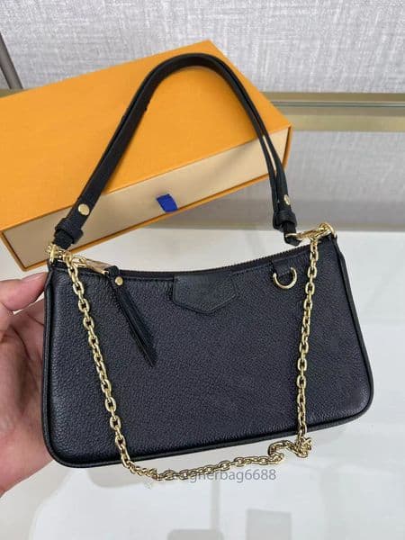 Designer Easy Pouch On Strap Bag Women Leather Embossed letter Shoulder bags Handbag sleek design hobo Chain Crossbody Luxury Brand Lady satchel Messenger Purse