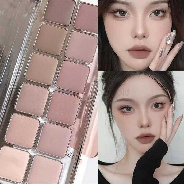 Low Saturation Eyeshadow Palette 12 Color All Matte Korean Tea Apricot Eye Makeup Palette Daily Makeup Long Lasting Eye Shadows zxx240724