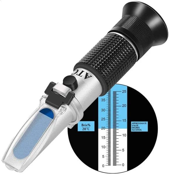 Handheld Alcohol Sugar Refractometer Tester Wine Concentration Meter Densitometer 0-25% Alcohol Beer 0-40% Brix Grapes 240724