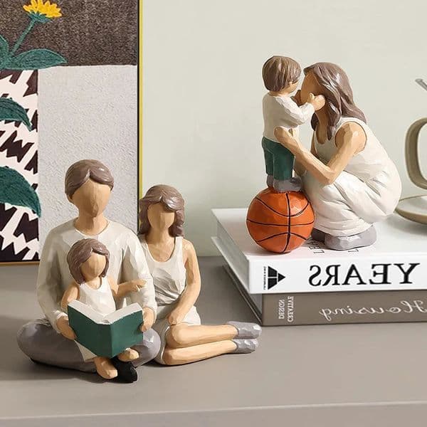 Nordic Warm Parent-child Sculpture Tabletop Decoration Living Room Desk Room Decor Kawaii Family Statue Home Decor Aesthetics 240712