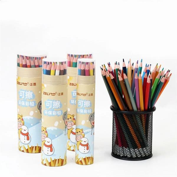 Erasable colored pencil with eraser suitable for childrens art graffiti and the wooden pen holder is not easily broken 240722
