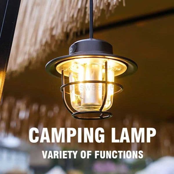 1pcRetro Portable Camping Lanterns Rechargeable 2 Color Dimmable Tent Light Outdoor Waterproof Flashlight Emergency For FishingCL240724