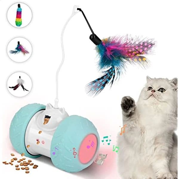 ATUBAN Interactive Cat Toys for Indoor CatsElectric Feather Cat Toy with Treats Dispenser Mouse SoundAutomatic Feather Cat Toy 240724