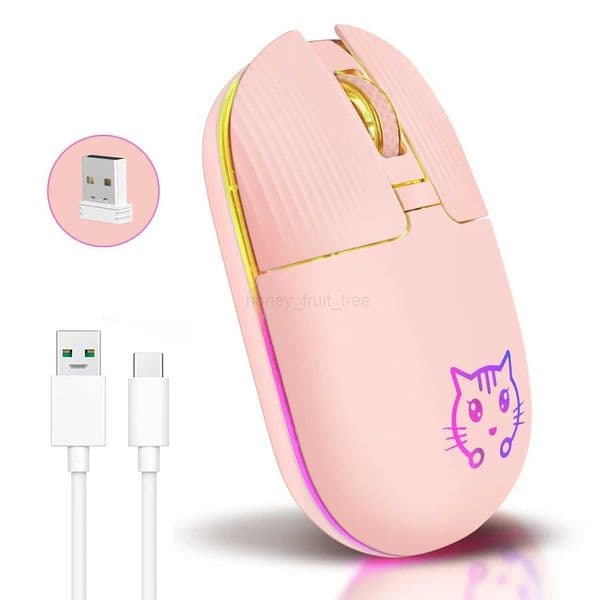 New RGB 2.4G Wireless Charging Built-In Lithium Battery Mouse LUNA Cat Animal Cute Wireless Mouse KeyboardM240725