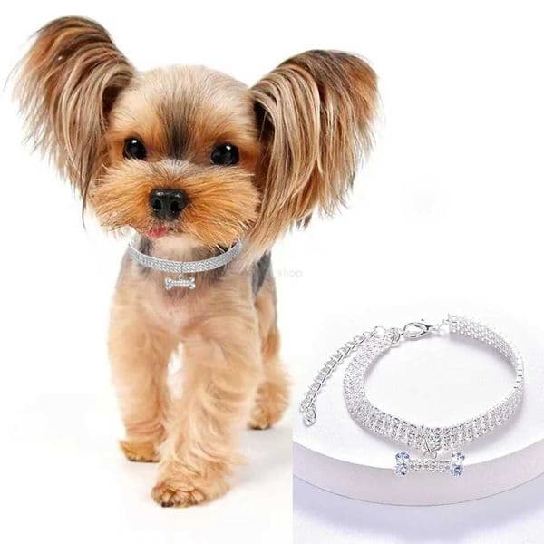 Bling Rhinestones Pet Collar Glitter Pendant Dog Collar Adjustable Crystal Cat Collar Pet Necklace for Small Puppies Cat JewelryL240725