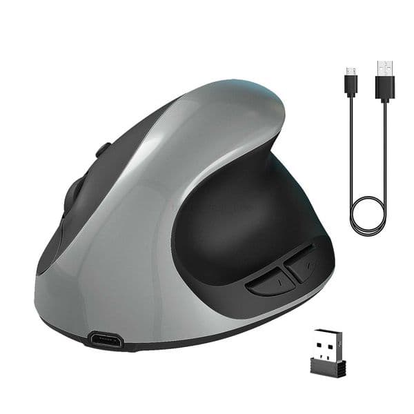 2.4G Laptop PC 3 Adjustable DPI Optical Vertical Wireless Mouse Plug And Play Silent Computers Rechargeable ABS Ergonomic GiftM240725