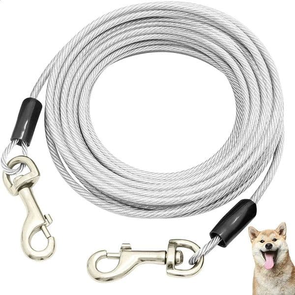 Dog Tie Out Cable 3510M Runner for Yard Steel Wire Leash with Durable Superior Clips Outdoor Chains Large Lead 240724
