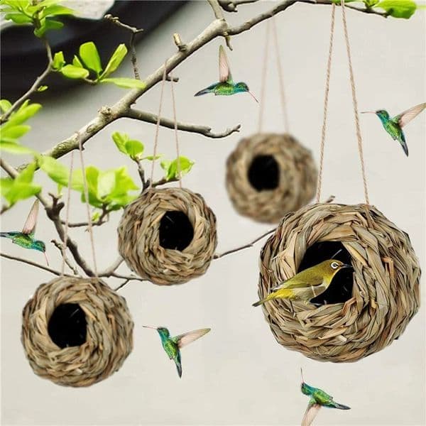 Natural Handmade Straw Bird Nest House Parrot Warm Pet Bedroom Courtyard Small Animal Cages 240724