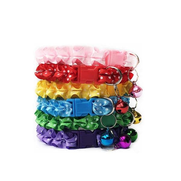Lace Adjustable Pet Collar Dot With Bell Dog Collar Pet Supplies 20cm Long - 34cm Long 1 PieceL240725
