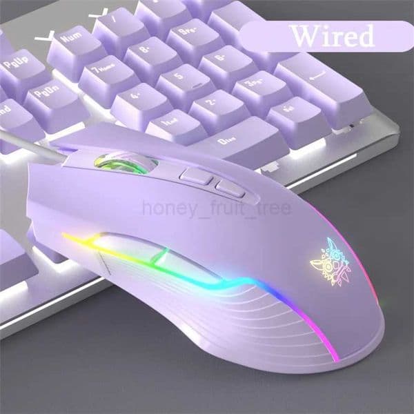 USB Wired Gaming Mouse Pink Purple Girl Gamer Mice Ergonomic 6400 DPI Optical RGB Backlight Mouse For Computer PC Laptop DesktopM240725