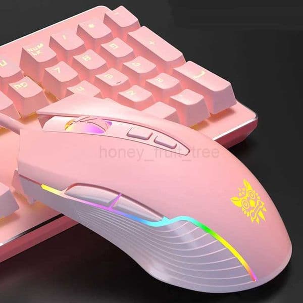 RGB Wired Gaming Mouse Cute Pink Purple Girl Gamer Mice Ergonomic 6400 DPI Optical Backlit Mouse For Computer PC Laptop DesktopM240725