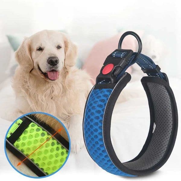 Reflective Dog Collar Pet Collar Pet Traction Rope Suitable Soft Neoprene Padded Breathable Nylon Pet Collar AdjustableL240725