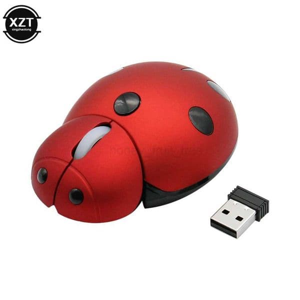 Wireless Mini Animal Mouse Portable Creative Ladybug Shape Laser Ergonomic Computer Mouse for Desktop Computer LaptopM240725