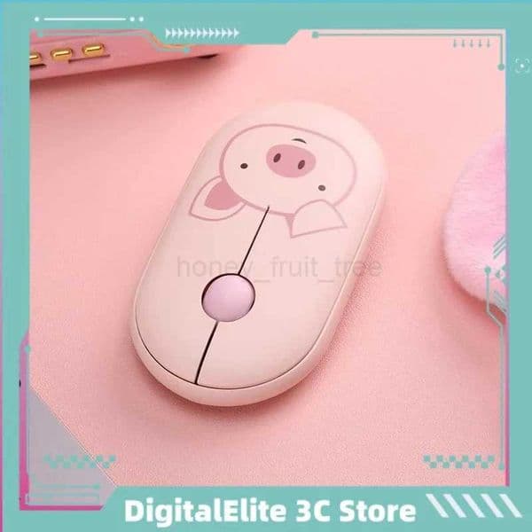 Bluetooth Tri-Mode 2.4g Wireless Mouse Usb Interface 1500dpi Female Cute Cartoon Pig Pink Game Office Rechargeable Optical MouseM240725