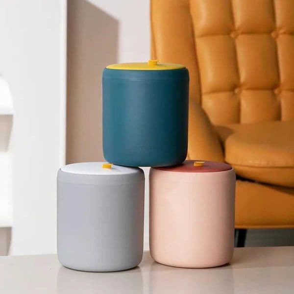 Anti-odor Press-Type Trash Can Large Capacity with Lid Contrast Color Garbage Basket Plastic Mini Waste Bin Desktop/TabletopB240726