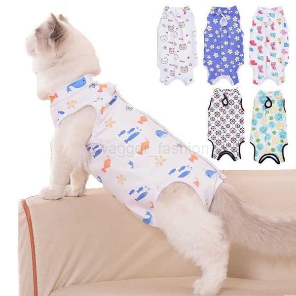 Cat Weaning Suit Pet Care Clothes Small Dogs Cat Sterilization Jumpsuit Anti-licking Surgery Recovery Clothing Kitten OutfitsB270726