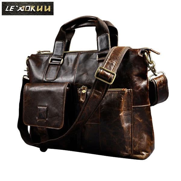 Men Genuine Leather Office Maletas Business Briefcase 15.6 Laptop Case Attache Portfolio Bag Maletin Messenger Bag B260 240726BJ