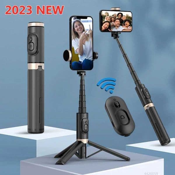 Roreta 2024 NEW Bluetooth Selfie Stick Foldable Wireless Tripod with Bluetooth Shutter Monopod Live Photograph for iphoneM240719