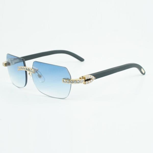 Designer sunglasses XL diamond 8100906 with natural black wood leg lenses and sunglasses, size: 56-18-135 mm