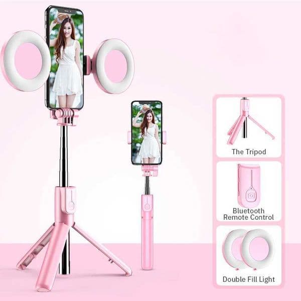 4in1 Wireless Bluetooth Compatible Selfie Stick LED Ring light Extendable Handheld Monopod Live Tripod for iPhone X 8 AndroidM240719