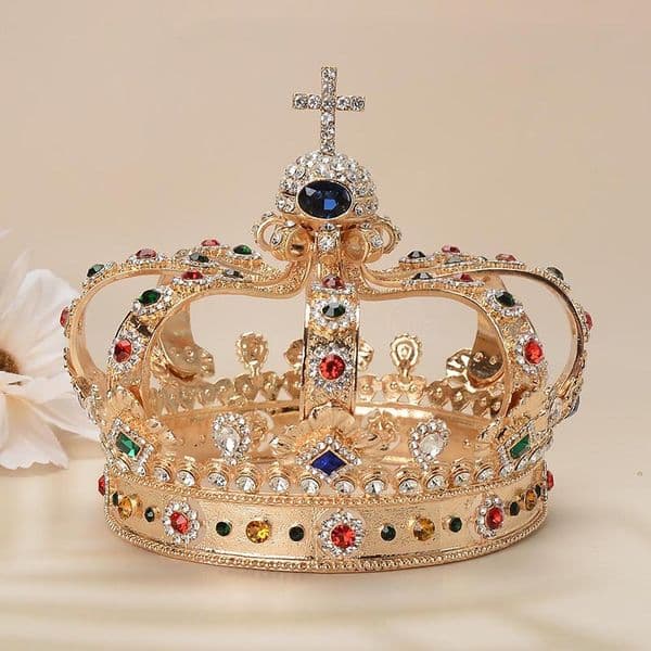 Bridal Tiara Kings Courts Tiara Golden Vintage Alloy Tiara Mens Ball Hair Accessories