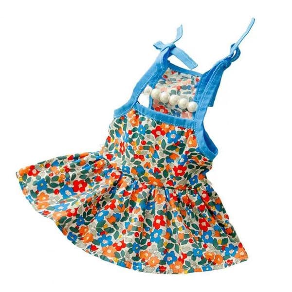 Sweet Floral Dress Pet Dog Clothes Cat Suspenders Sweet Clothing Dogs Small Chihuahua Summer Pink Breathable Girl Boy ChihuahuaB270726
