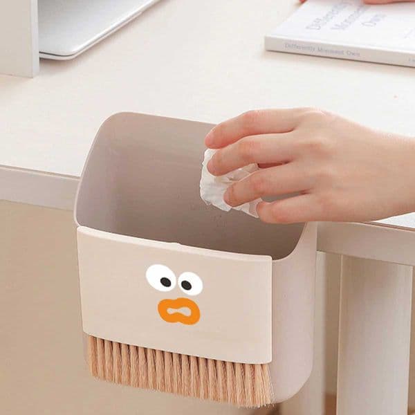 WORTHBUY Wall Mounted Desktop Trash Can With Broom Office Wastebasket Mini Broom And Dustpan Set Hanging Desk Dustpan SetB240726