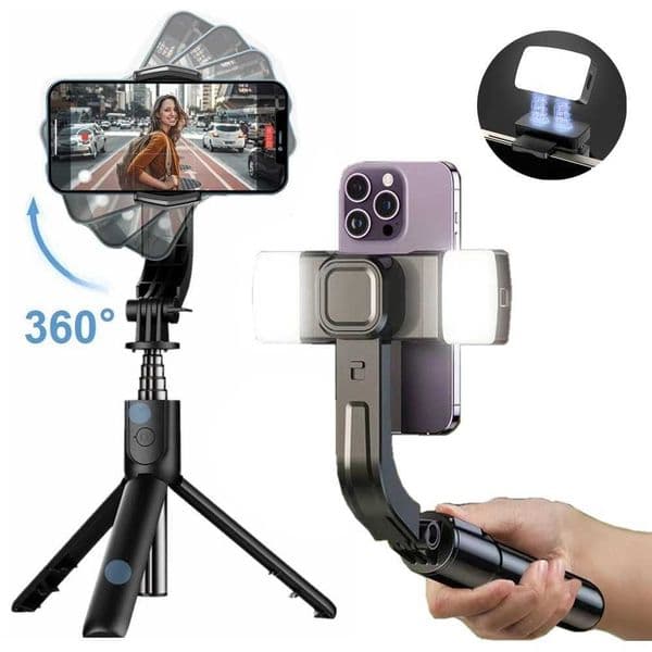 360 Rotatable 1-Axis Foldable Gimbal for Mobile Anti Shake Smartphone Stabilizer Selfie Stick with Tripod and Remote ControlM240719
