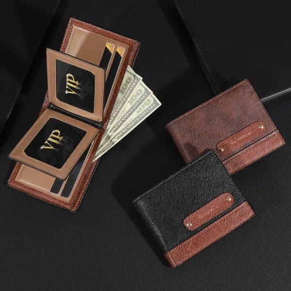 Mens PU Wallet with Money Clip Coin Purse Card Holder Durable Casual Perfect Gift 240727