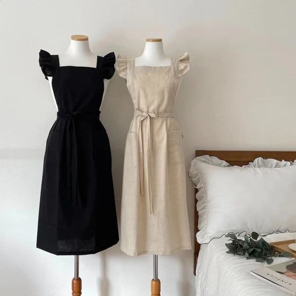 Nordic Florist Apron Cotton Gardening Coffee Shops Kitchen Aprons For Women Cooking Baking Restaurant Retro Pinafore 240726
