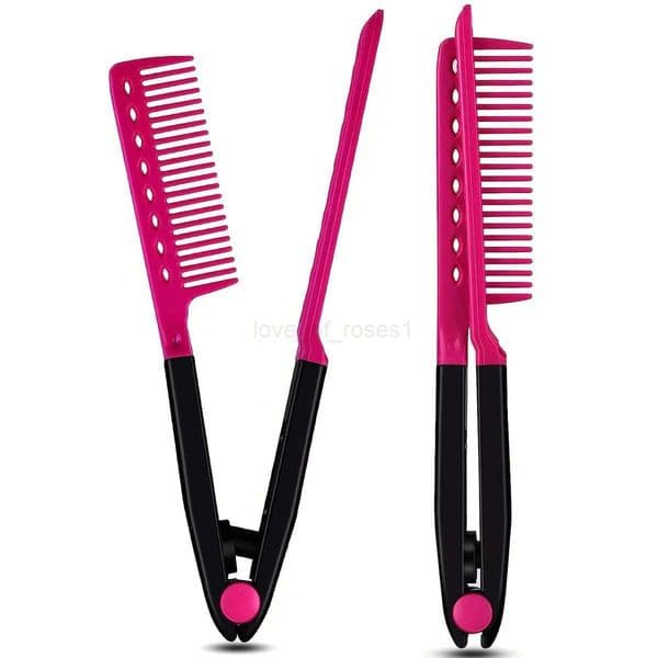 1pcs/2pcs V Shaped Straight Hair Comb Plastic Detangle Hair Styling Comb Folding DIY Hair Straightener Salon hair styling toolsM240727