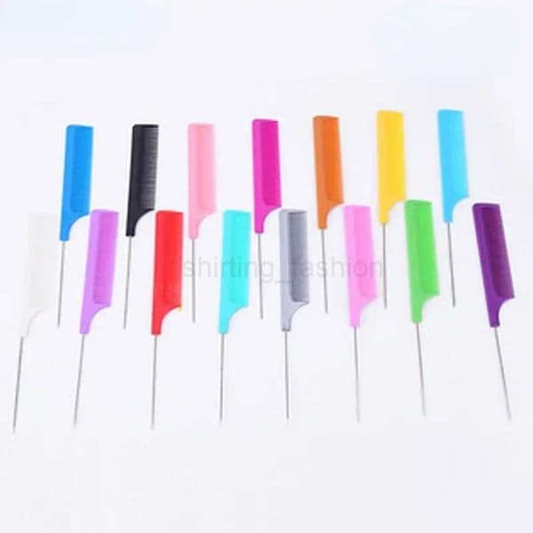 Fine Tooth Steel Needle Comb Point-tailed Comb Metal Needle Anti-static Hair Comb Hairdressing Beauty Tool for Barber ShopCL240727