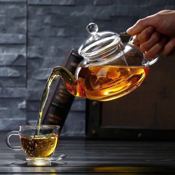 2026 Luxury Room Designer Decor 400Ml/1000Ml Filterable Heat-Resistant Thickened perfume Teapot High cologne Borosilicate Flower Pot Heatable Glass Tea Set 5 Fr