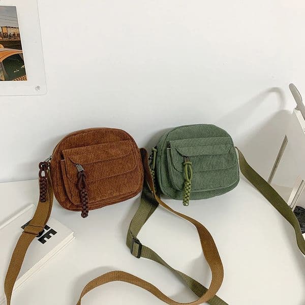 Womens Corduroy Crossbody Bag Single layer Shoulder Versatile Mobile Wallet Small Square Travel Holiday 240726