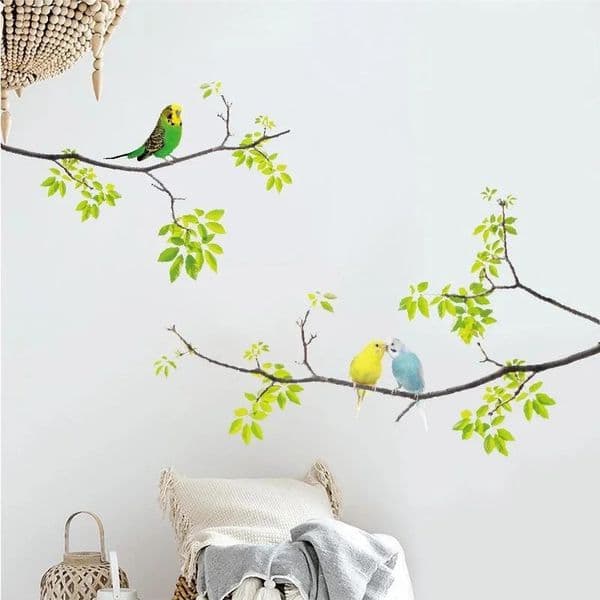1Pc Wall Decals Birds on Tree Peel and Stick Fresh Removable Stickers for Kids Living Room Bedroom Nursery 240727