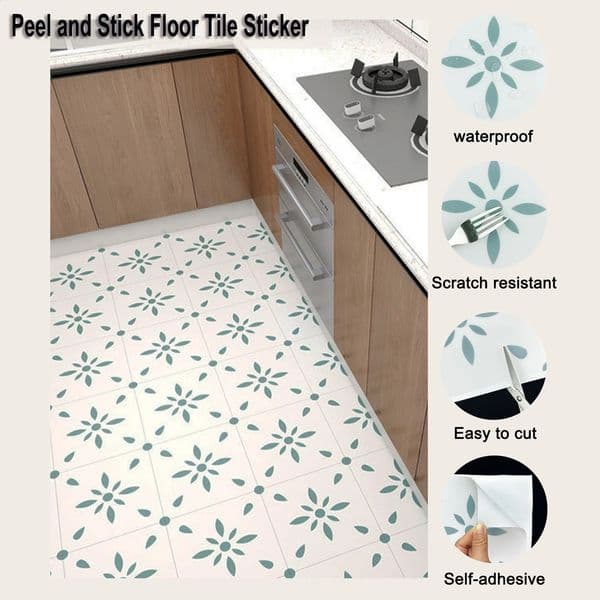 Kitchen Bathroom Floor Tiles 20x20 cm Peel and Stick Waterproof Wall floor Stickers Antislip for Home Decor 240727