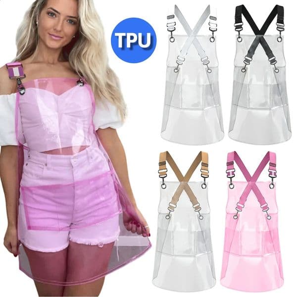 TPU Transparent Apron for Barber Chef Kitchen Baking Painting Oil-proof Clear Aprons Waterproof Fashion Work Apron for Women Men 240726