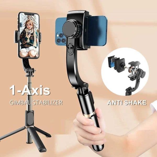 Wireless Anti Shake 1-Axis Gimbal Smartphone Stabilizer Tripod Bluetooth Selfie Stick for Mobile iPhone Travel Video ShootingM240719