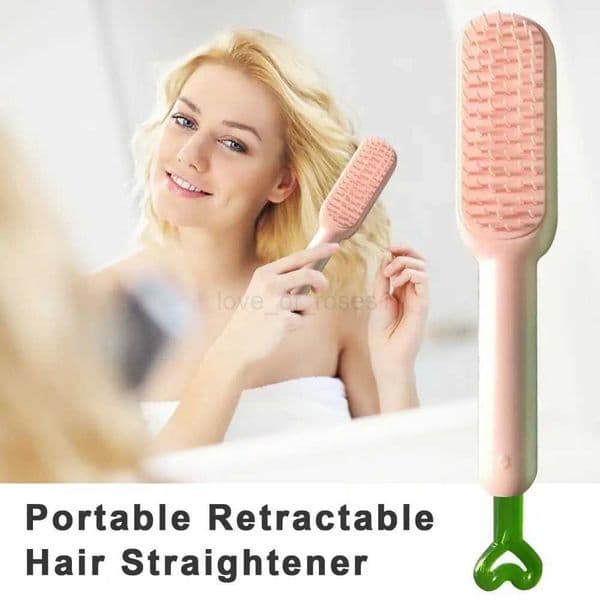 22cm Hair Straightening Comb With Long Handle Anti-static Scalp Massage Hair Comb No-damage Hair Hairdressing Retractable CombM240727