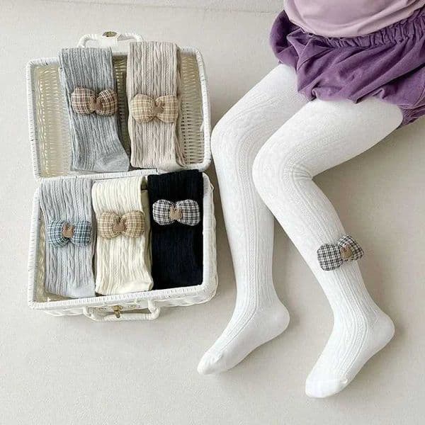 Childrens Pantyhose Baby Spring Autumn Babi Bottom Socks Solid Color Bow Socks Girls Leg Childrens Clothing Ballet Tight SocksW240727