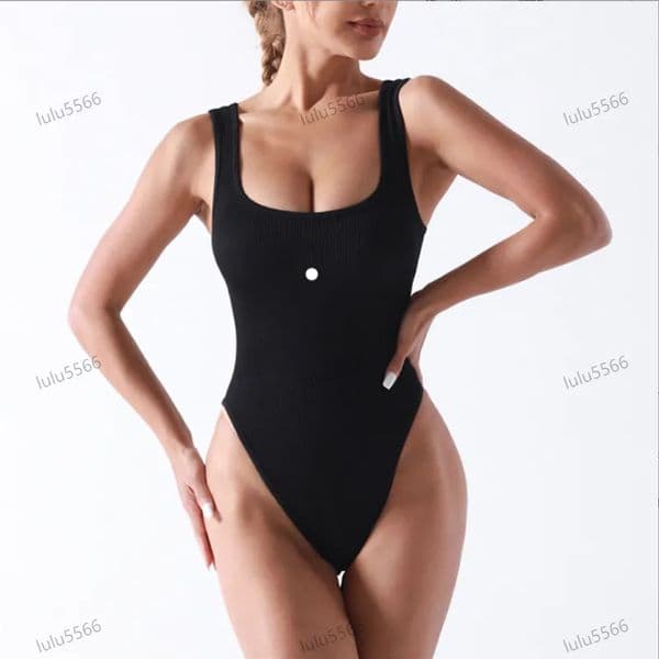Jumpsuit sexy ribbed sleeveless square neckline tank top abdominal tightening and body shaping yoga threaded sports fitness lingerie skin close bralette bodysuit