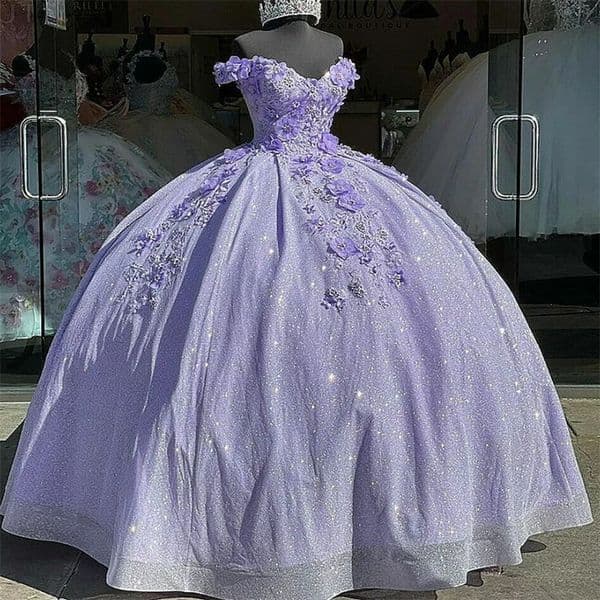 Sparkly Lilac Quinceanera Dresses Charro Fifteen Birthday 2024 Vestidos De 15 Xv Anos Debutante Off Shoulders Sweet 16 Dress Princess Pageant Party Gowns 0920