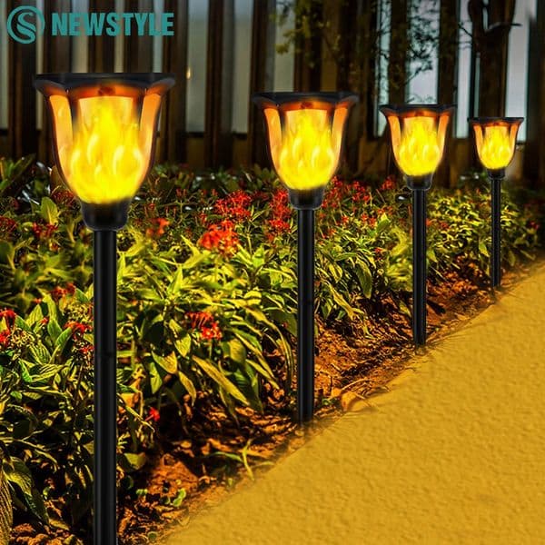 Upgrade Large Solar Flame Torch Lights Outdoor Dynaming Flickering Garden Waterproof Pathway Landscape 240729