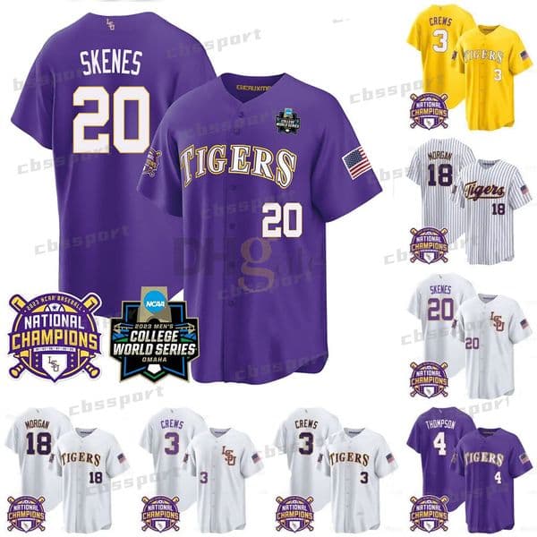20 Paul Skenes Dylan Crews LSU Tigers Baseball Jersey College World Series Champions Guidry Alex Bregman Aaron Nola Jake Fraley Gavin Dugas Kevin Gausman Cabrera