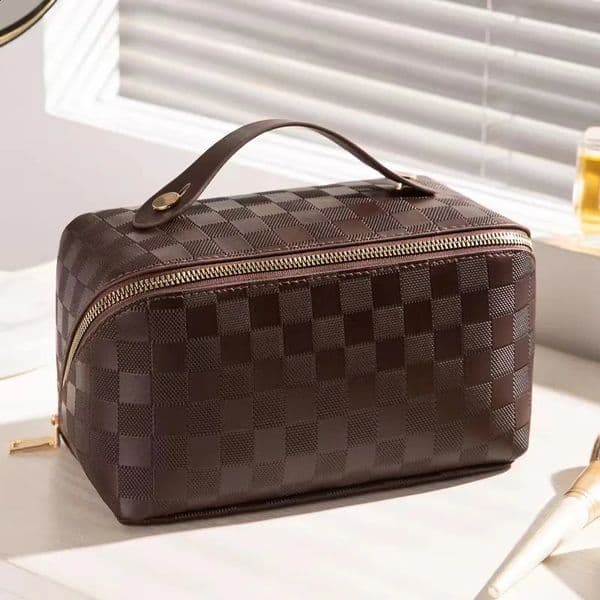 Leather Travel Portable Women Makeup Case Waterproof Multifunctional pouch Womens Cosmetic Bag