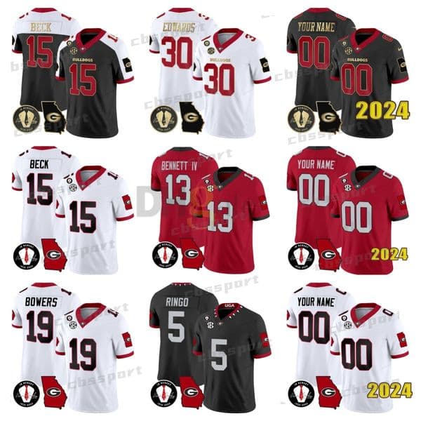 Georgia Bulldogs 2024 Vapor Custom Jersey Georgia Map Stetson Bennett IV Milton Kenny McIntosh Edwards Ladd McConkey Brock Bowers National Champions Jersey