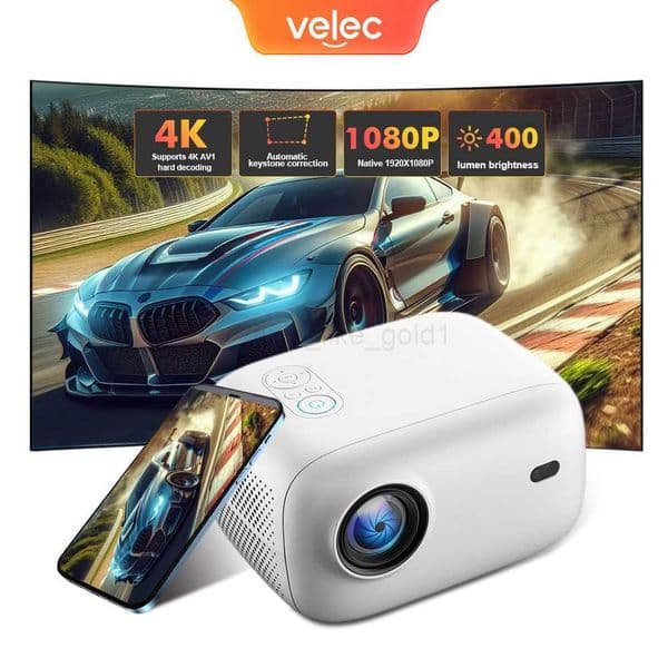 Velec Projector 4K Android WiFi 6 Bluetooth 5.2 Auto Keystone Electric Focus Home Theatre Native 1080P Outdoor Movie ProjectorM240729