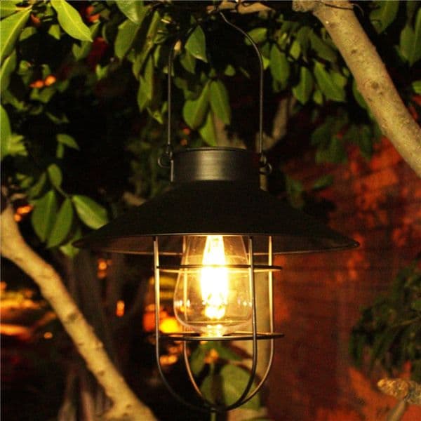 Retro Hanging Solar Lamp Outdoor Waterproof Tungsten Bulb Decorative Light For Garden Patio Yard Decor 240729