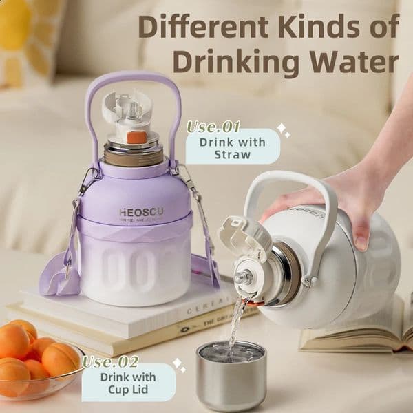 316 Stainless Steel Thermos Bottle with Carry Sleeve Outdoor Portable Water Bottles Large Capacity Insulated Vaccum Flasks 240729
